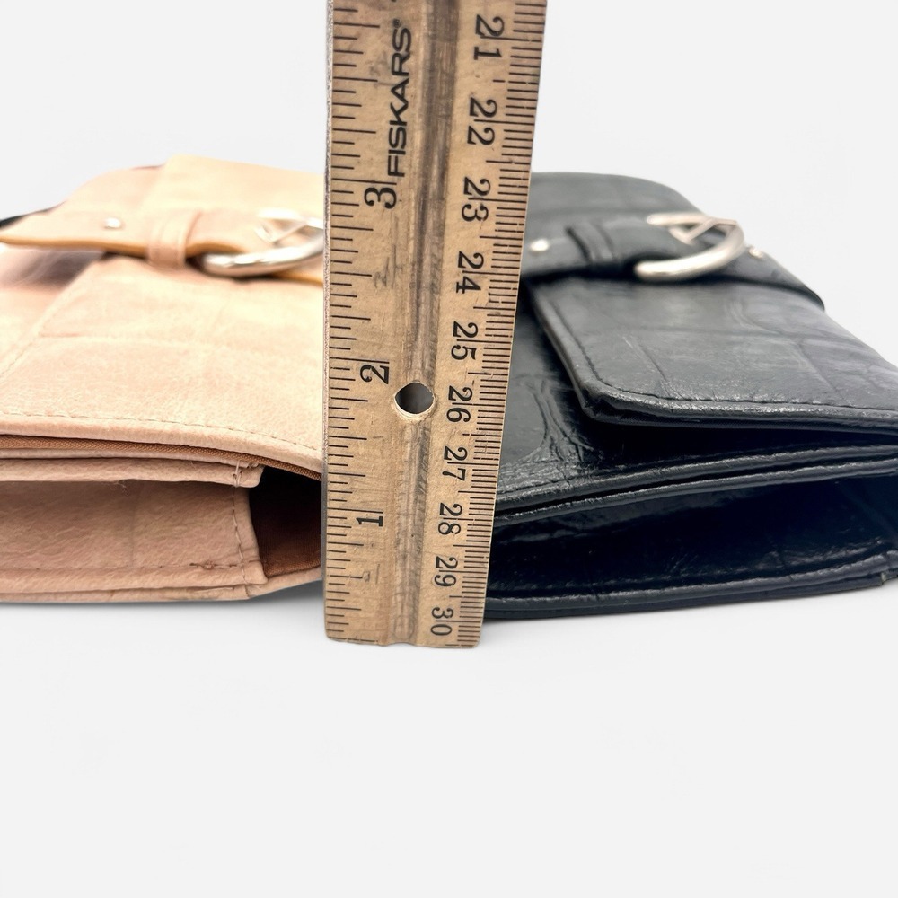 Kelly & Katie Vegan Leather Wallet x2 Crocodile Black Beige Wristlet Clutch - Picture 8 of 9